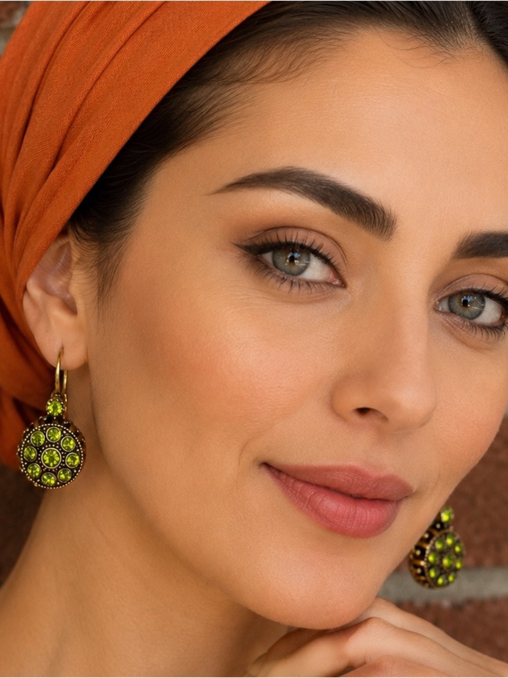 Vintage Green Crystal Drop Earrings